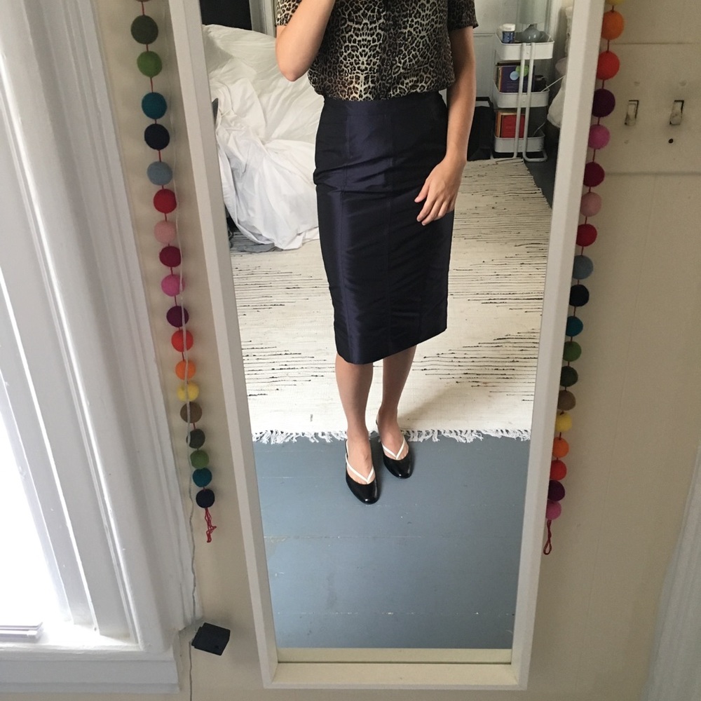 Ren Lezard Navy Pencil Skirt View 4